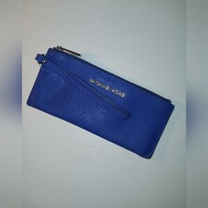 Michael Kors Cobalt Blue Saffiano Wristlet Pouch